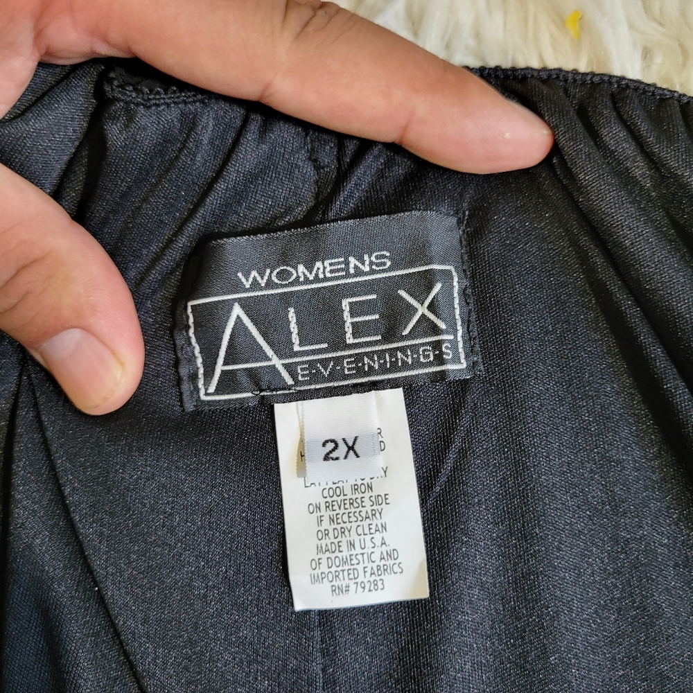 Alex Evenings Plus Straight Leg Pant with Georgette Split Leg Overlay Size 2X - Picture 8 of 15